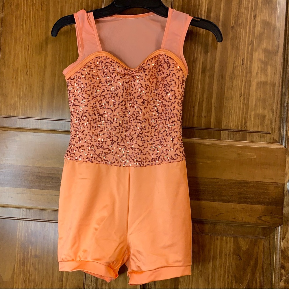 Weissman Peach Sequin Performance Romper